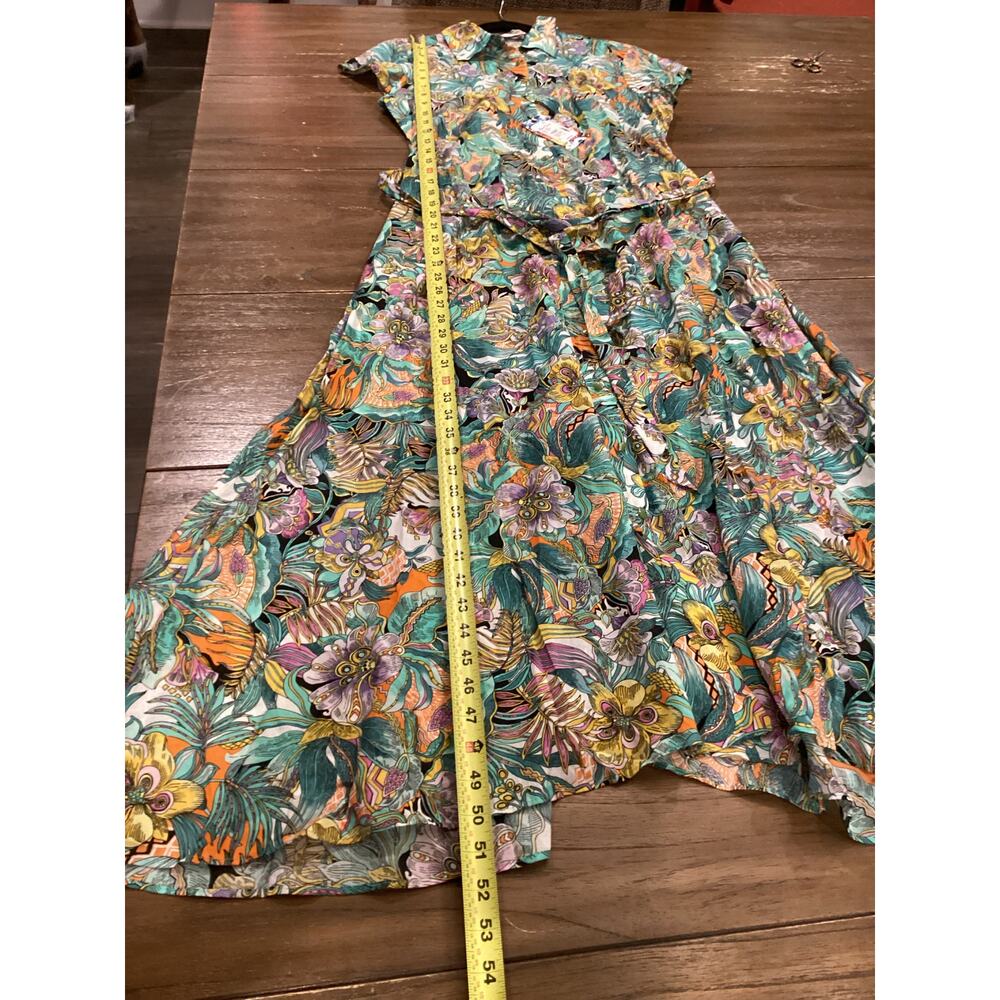 Robert Graham Vivienne short sleeve button down multi color floral midi dress 8 - Picture 8 of 10